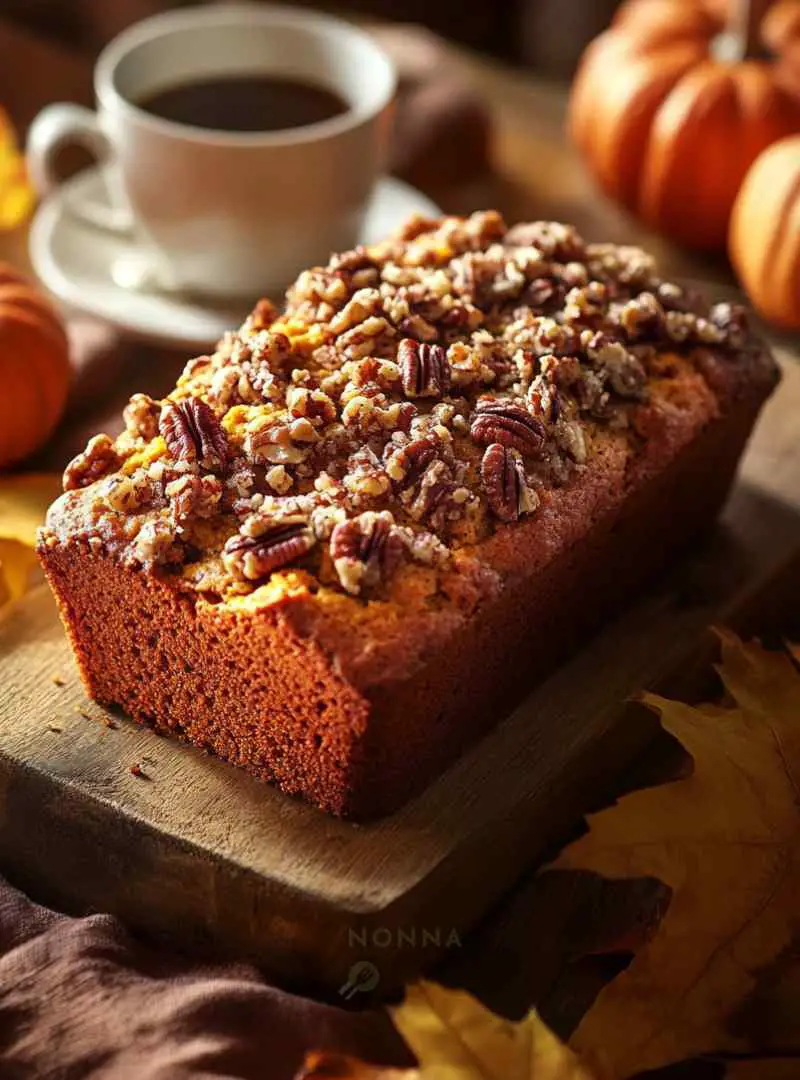 pumpkin bread with pecan streusel