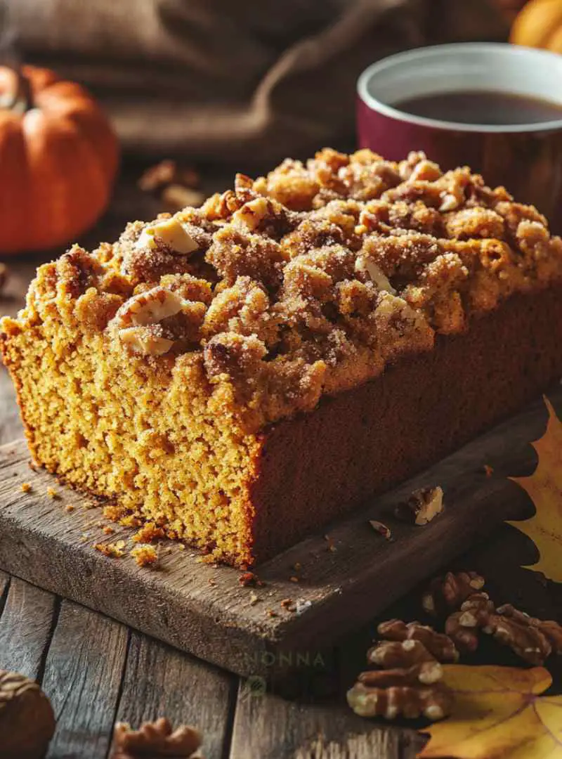 moist pumpkin bread with streusel topping