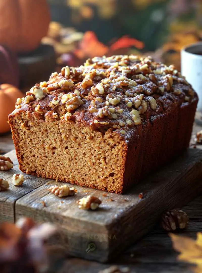 moist pumpkin bread with streusel topping