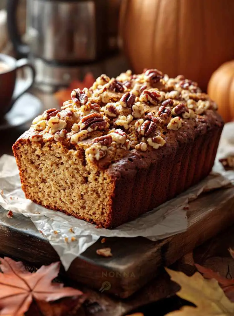 pumpkin bread with pecan streusel