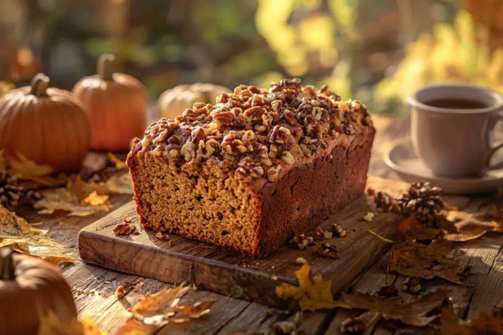 pumpkin bread with pecan streusel