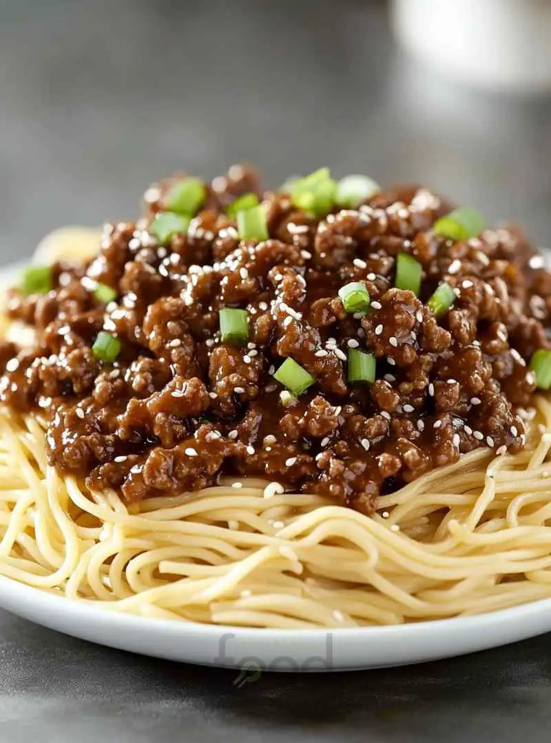 Mongolian Noodles with Ground Beef