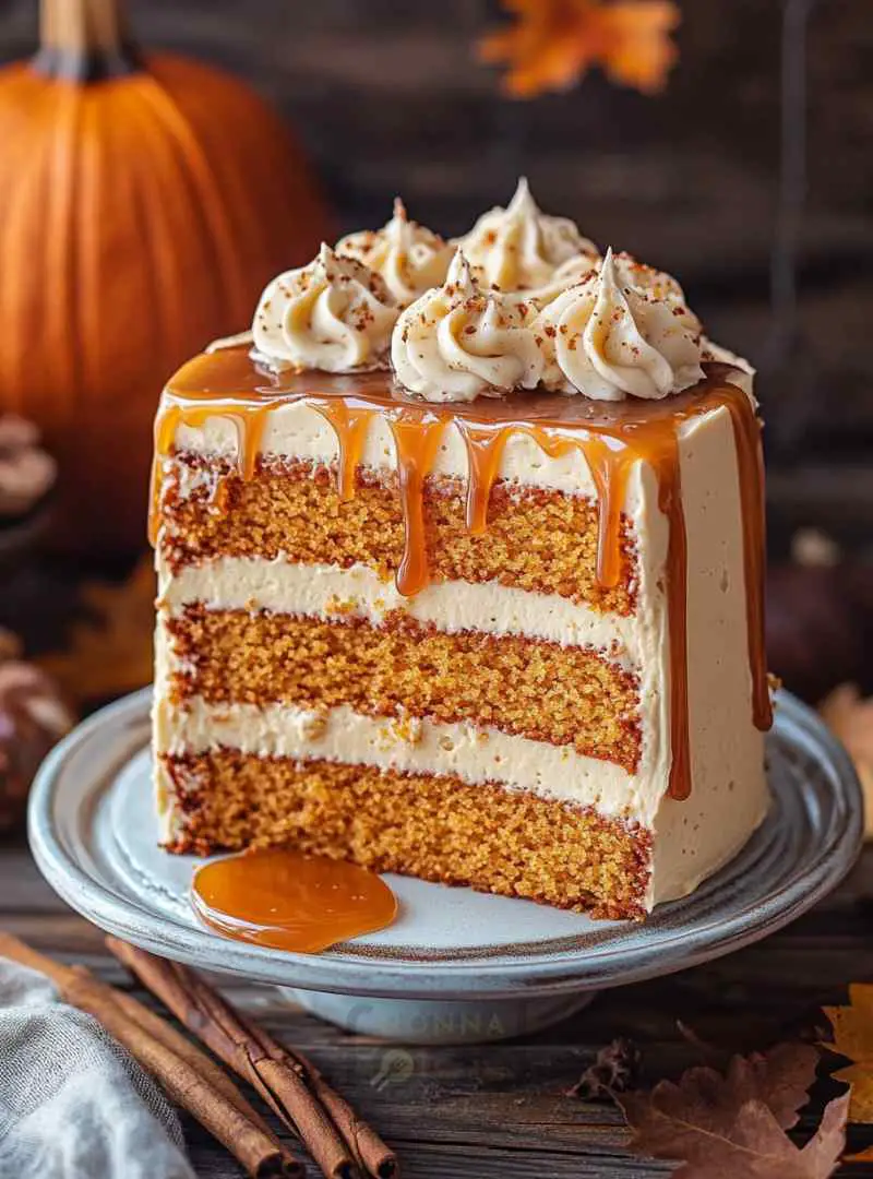 Pumpkin Salted Caramel Layer Cake