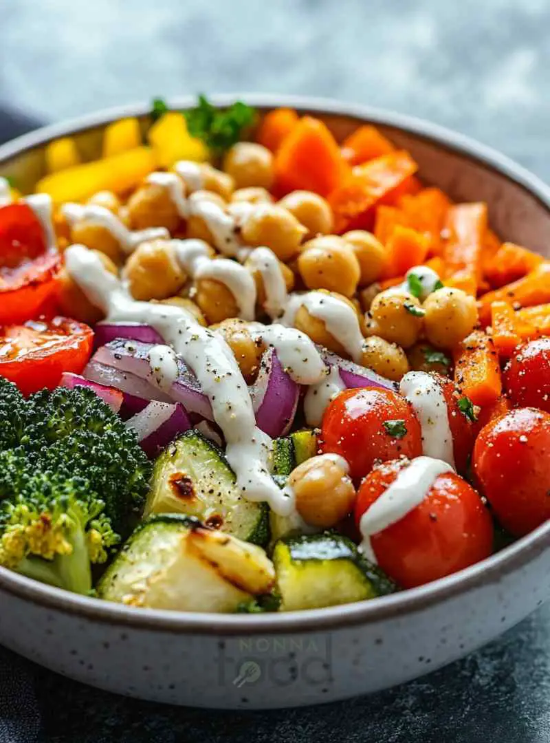 Roasted Veggie Chickpea Bowls