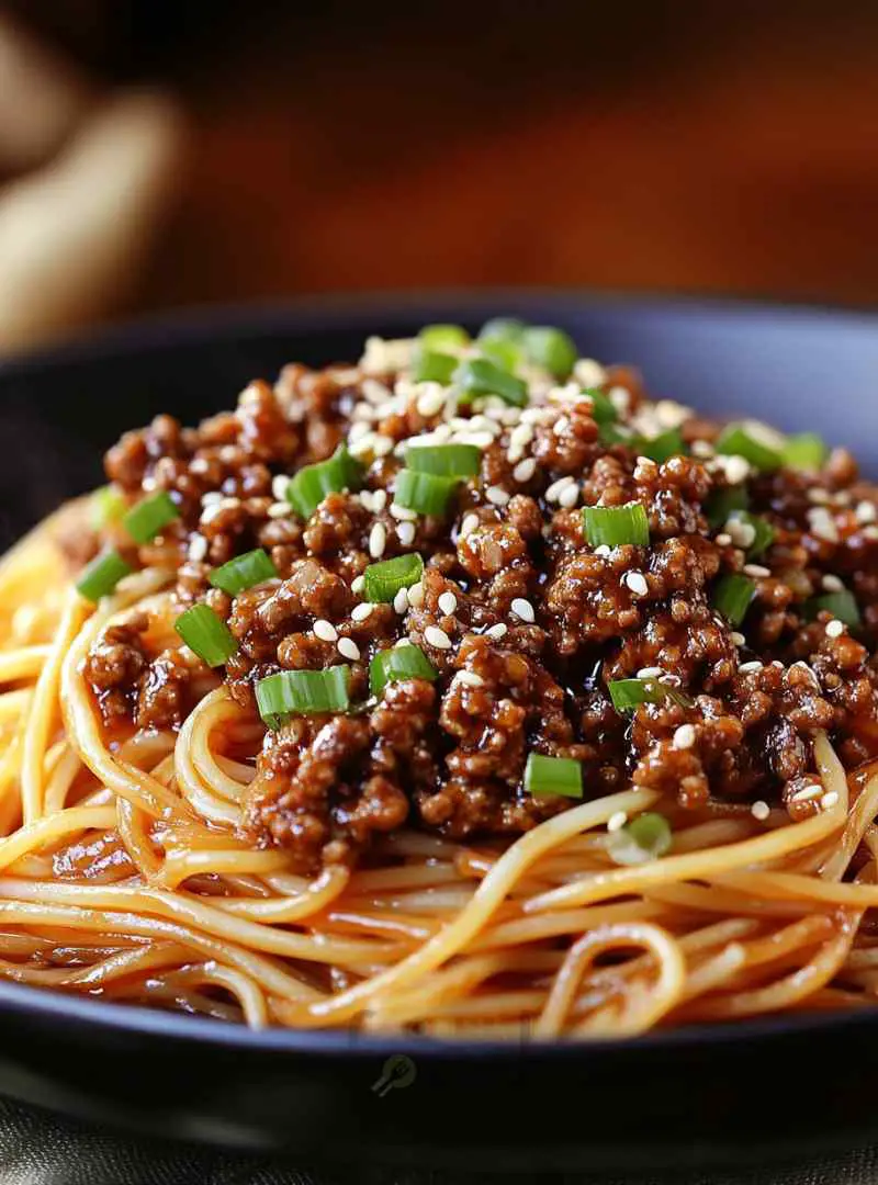 Mongolian Noodles with Ground Beef