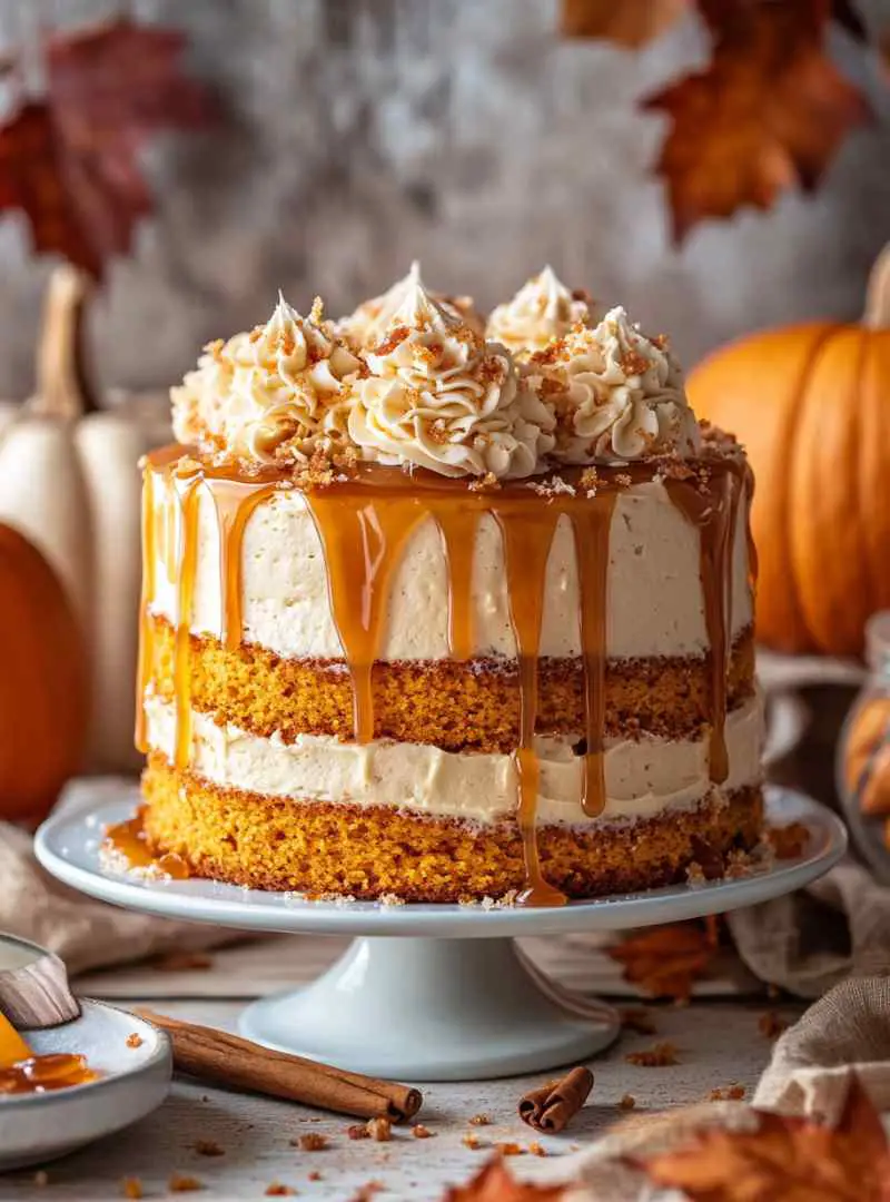 Pumpkin Salted Caramel Layer Cake