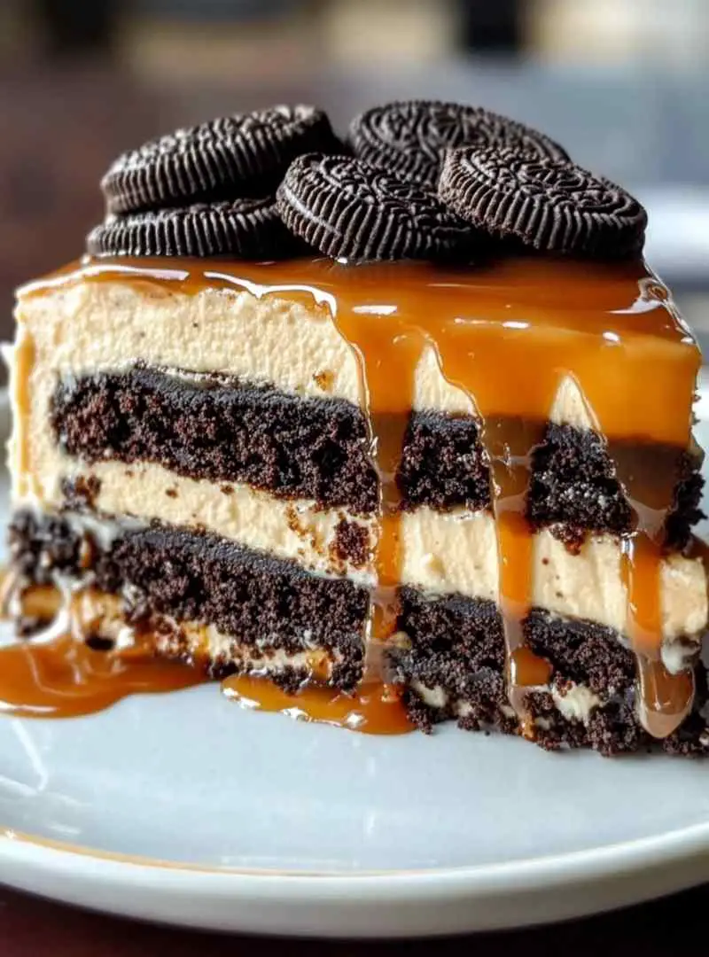 Easy No Bake Salted Caramel Oreo Icebox Cake Recipe