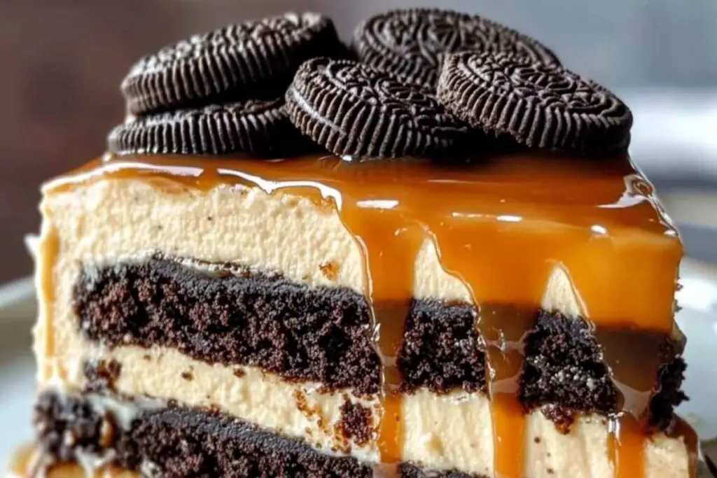 Easy No Bake Salted Caramel Oreo Icebox Cake Recipe