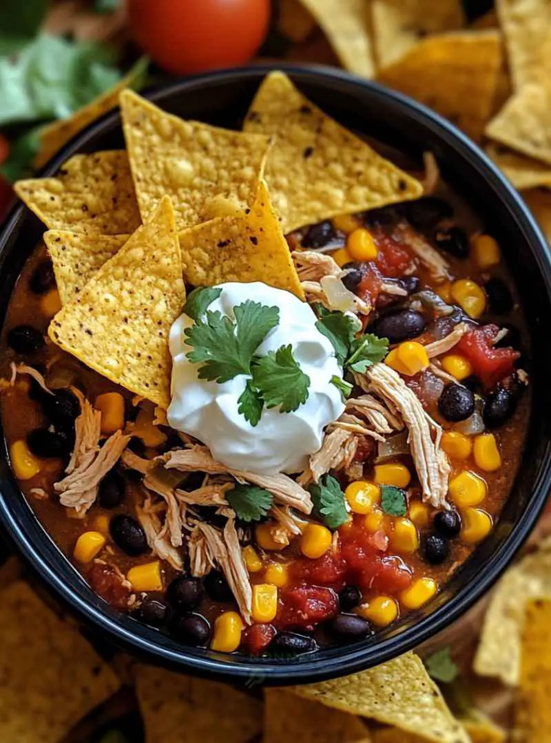 CROCKPOT CHICKEN TACO SOUP 