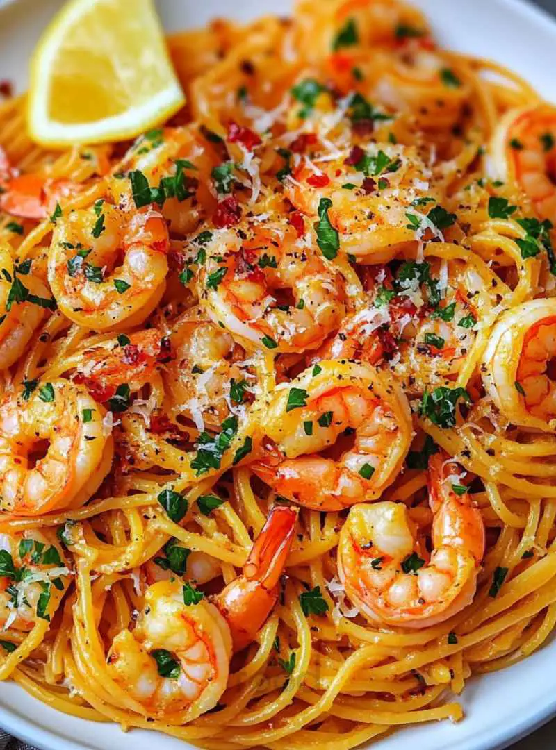 GARLIC BUTTER SHRIMP PASTA 