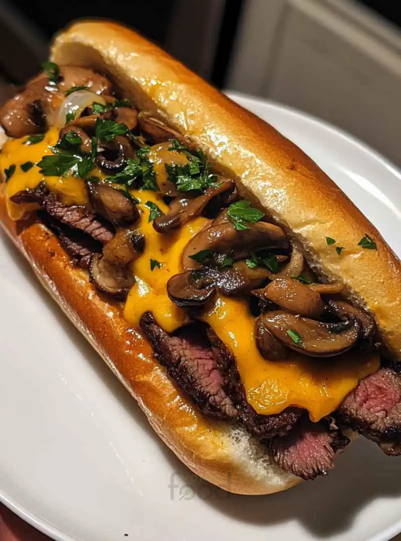 Philly Cheese Steak Sandwich with Mushrooms