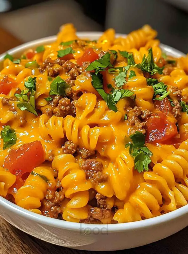 Cheesy Rotel Pasta with Ground Beef