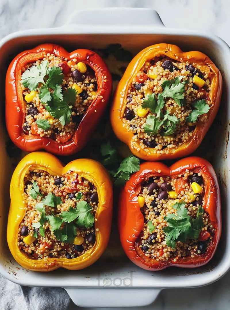 QUINOA AND BLACK BEAN STUFFED PEPPERS 