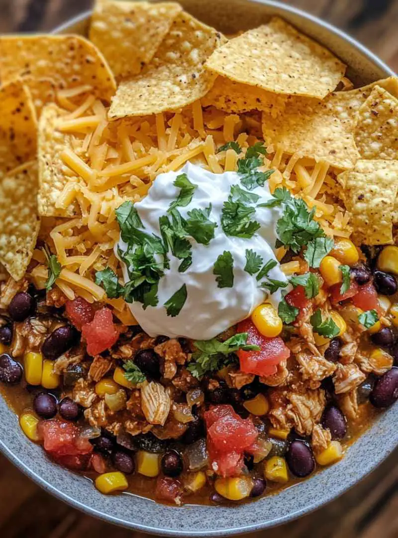 CROCKPOT CHICKEN TACO SOUP 