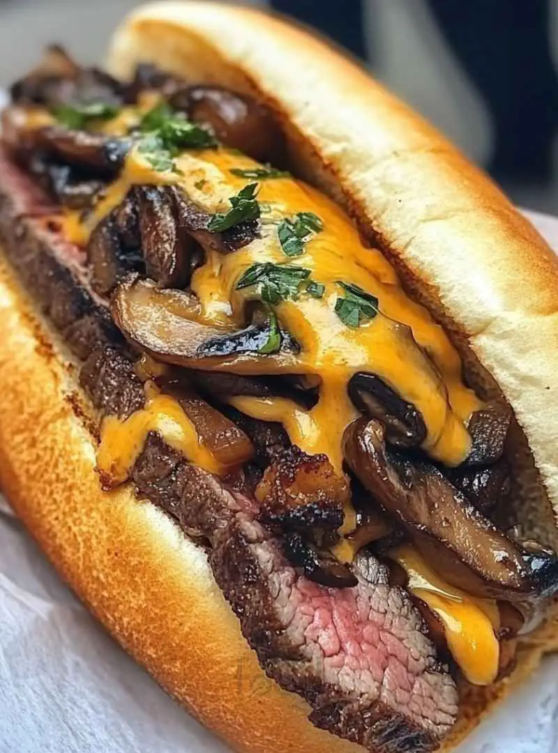 Philly Cheese Steak Sandwich with Mushrooms