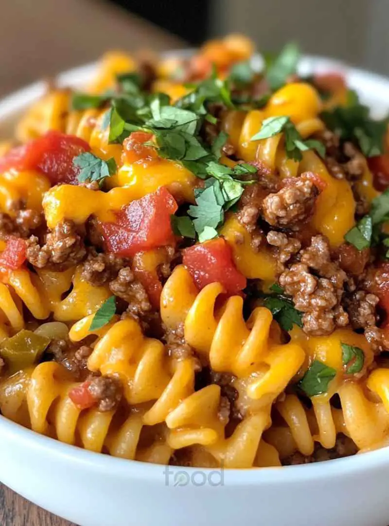 Cheesy Rotel Pasta with Ground Beef