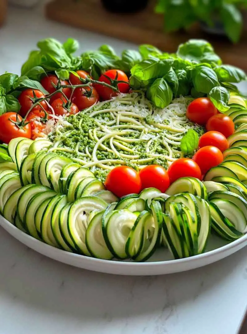 Low Carb Zucchini Noodles with Pesto