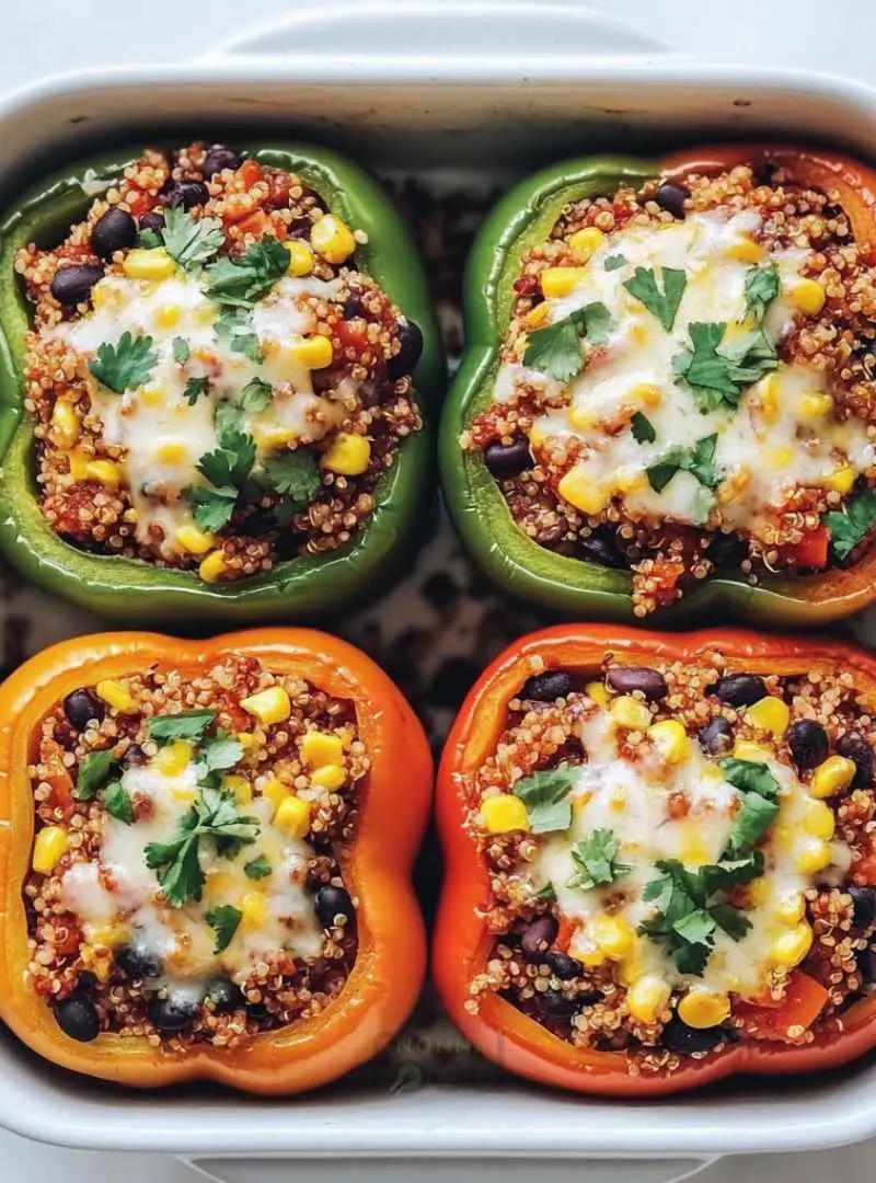 QUINOA AND BLACK BEAN STUFFED PEPPERS 