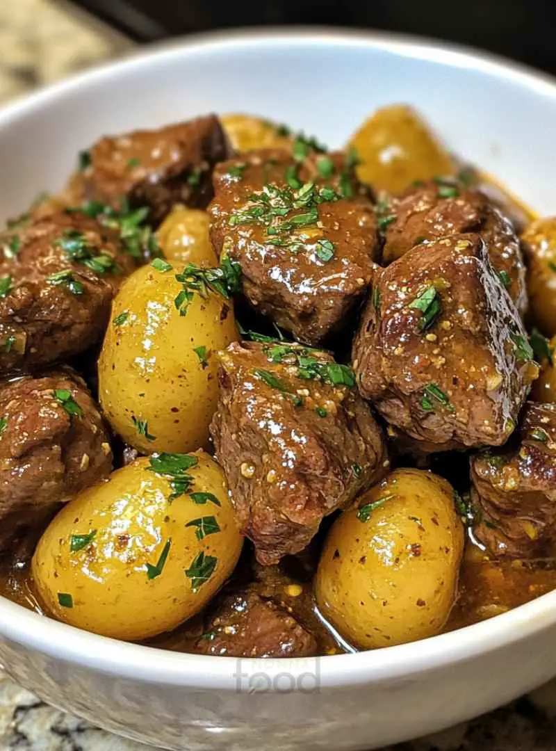 Garlic Butter Beef Bites & Potatoes