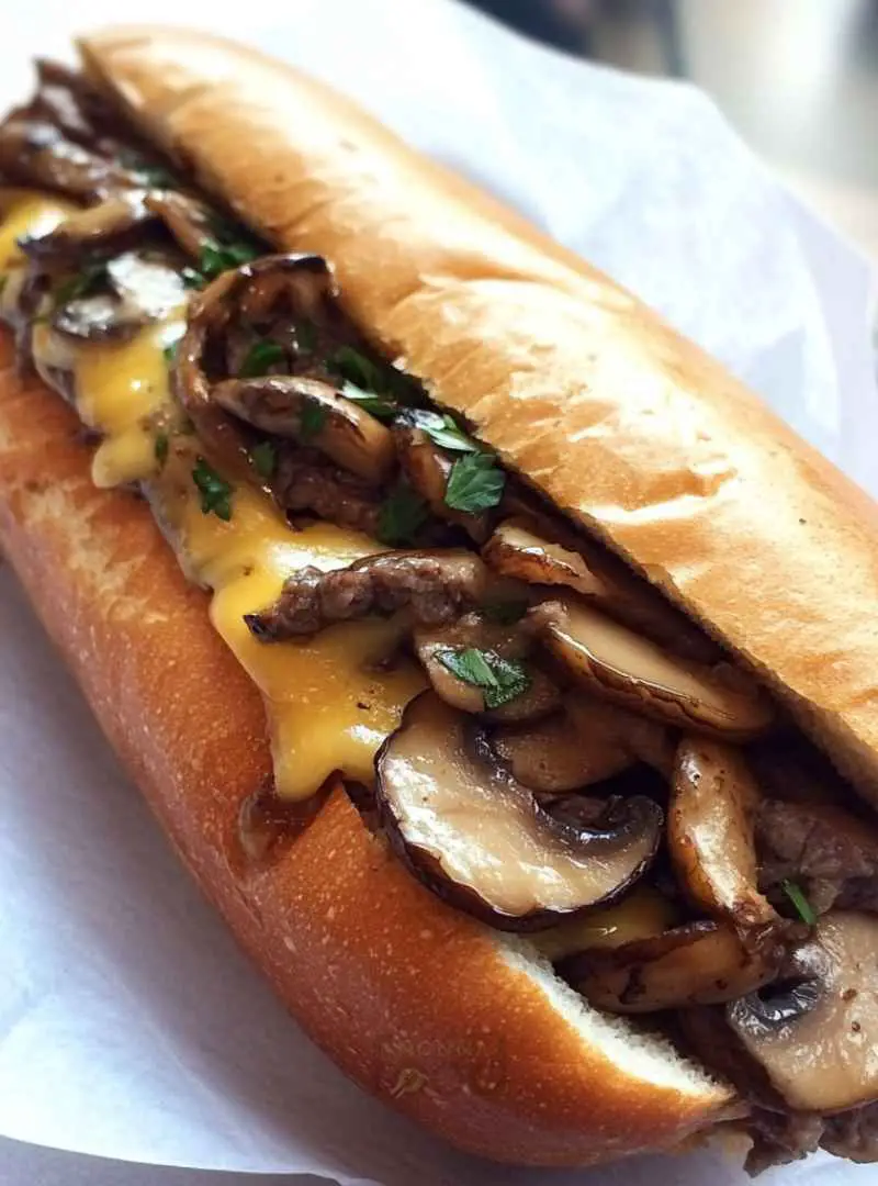 Philly Cheese Steak Sandwich with Mushrooms