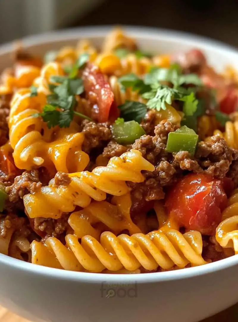 Cheesy Rotel Pasta with Ground Beef