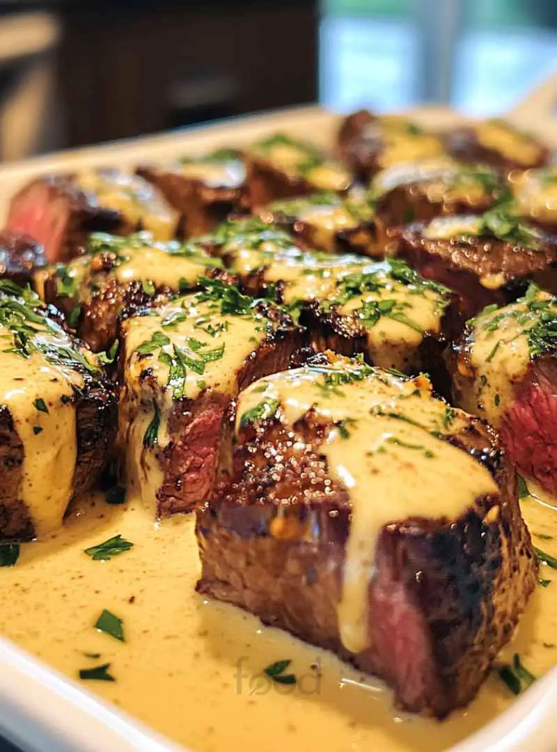 Garlic Butter Steak Bites with Parmesan Cream Sauce