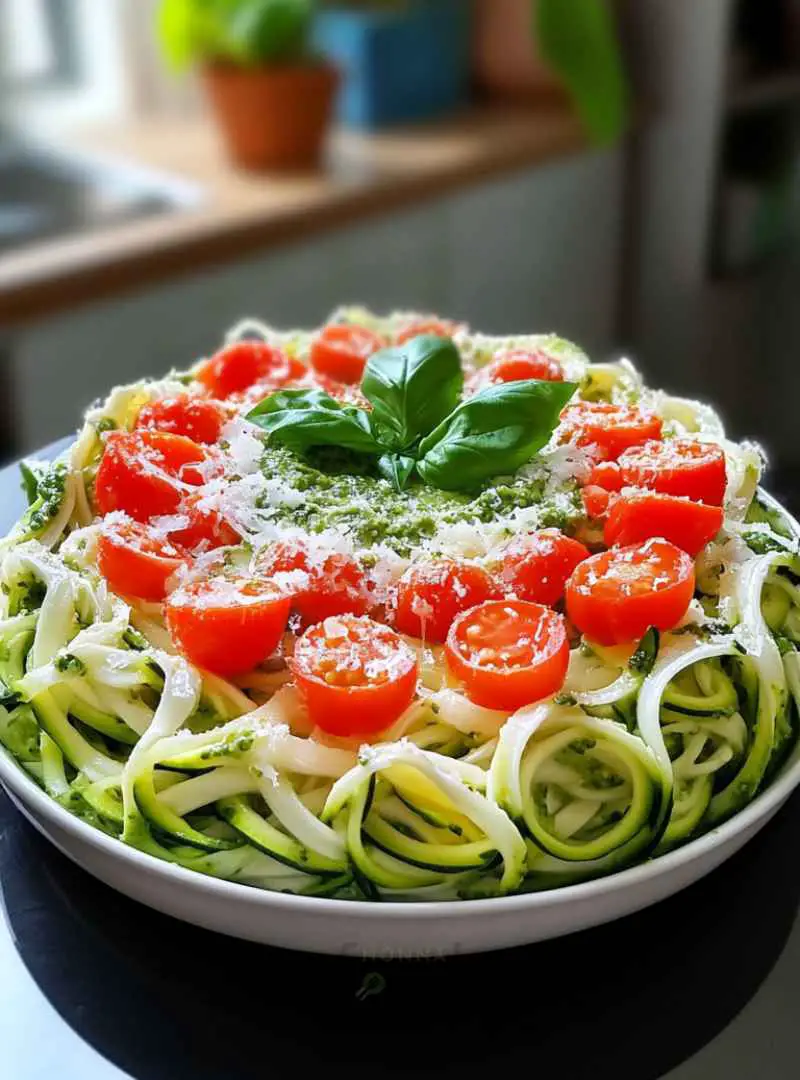 Low Carb Zucchini Noodles with Pesto