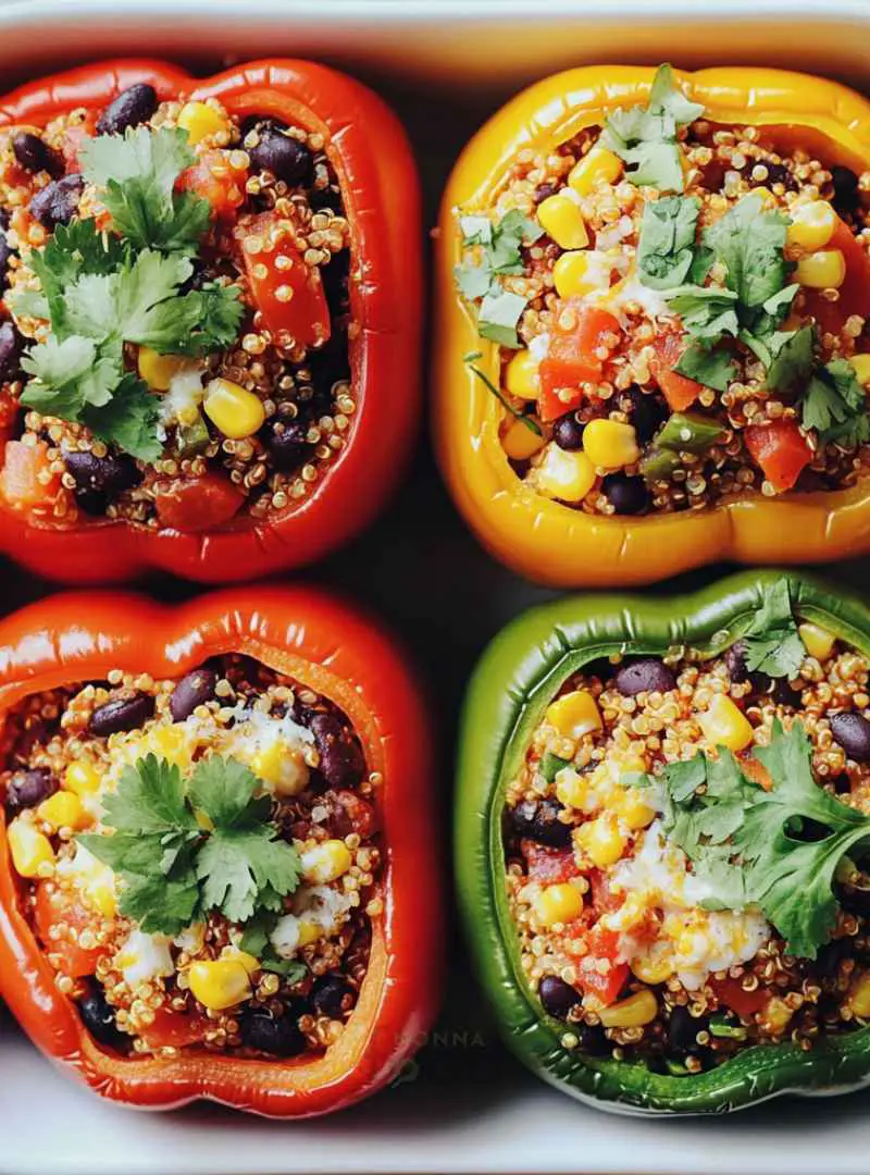 QUINOA AND BLACK BEAN STUFFED PEPPERS 