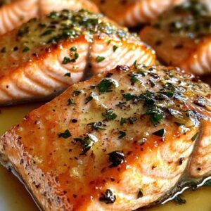 DELICIOUS BAKED SALMON WITH HERB BUTTER