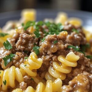 Beef and Rotini in Garlic Parmesan Sauce