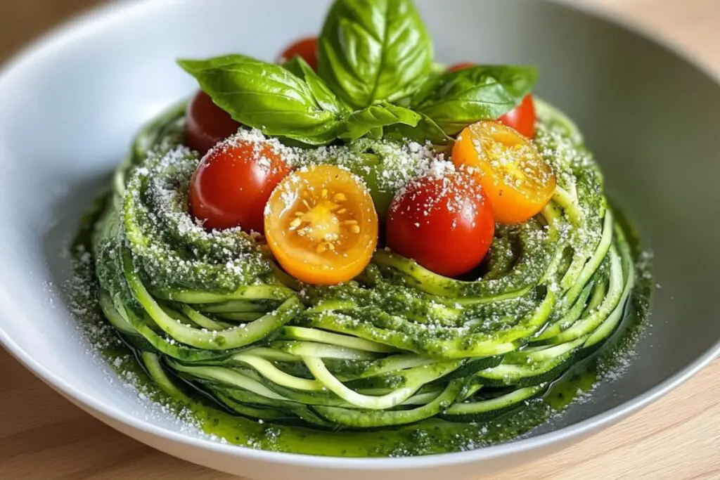 Low Carb Zucchini Noodles with Pesto