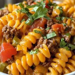 Cheesy Rotel Pasta with Ground Beef