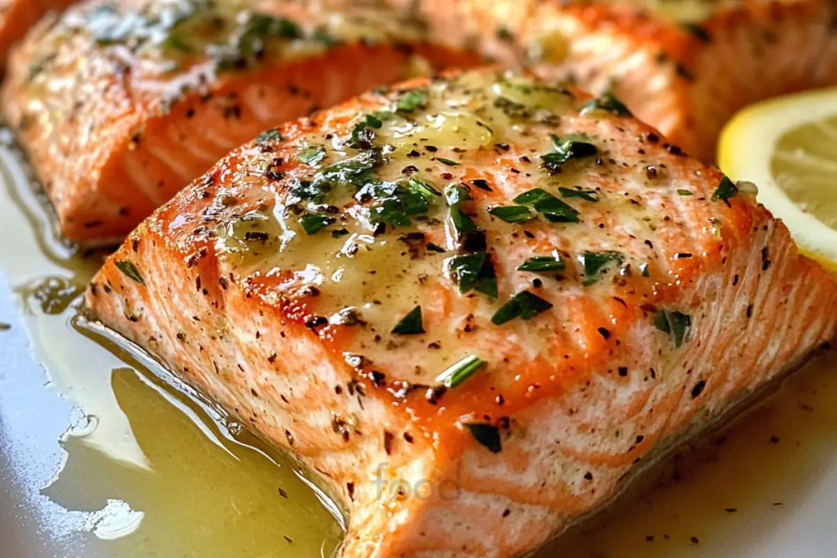 DELICIOUS BAKED SALMON WITH HERB BUTTER