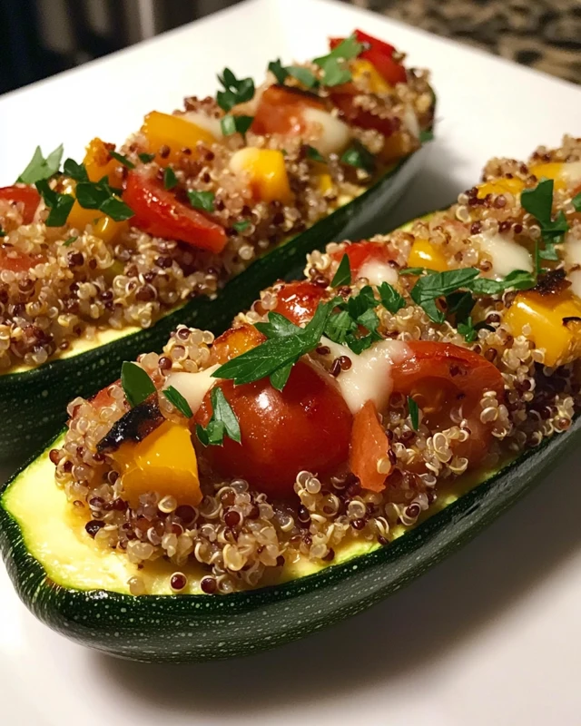 Quinoa and Vegetable Stuffed Zucchini Boats