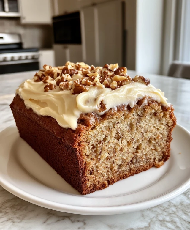 Moist Banana Bread with Walnuts and Cream Cheese Frosting