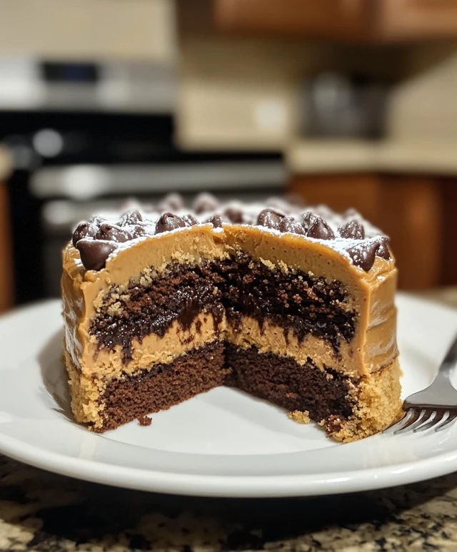 Peanut Butter Chocolate Chip Cake with a Fudgy Center