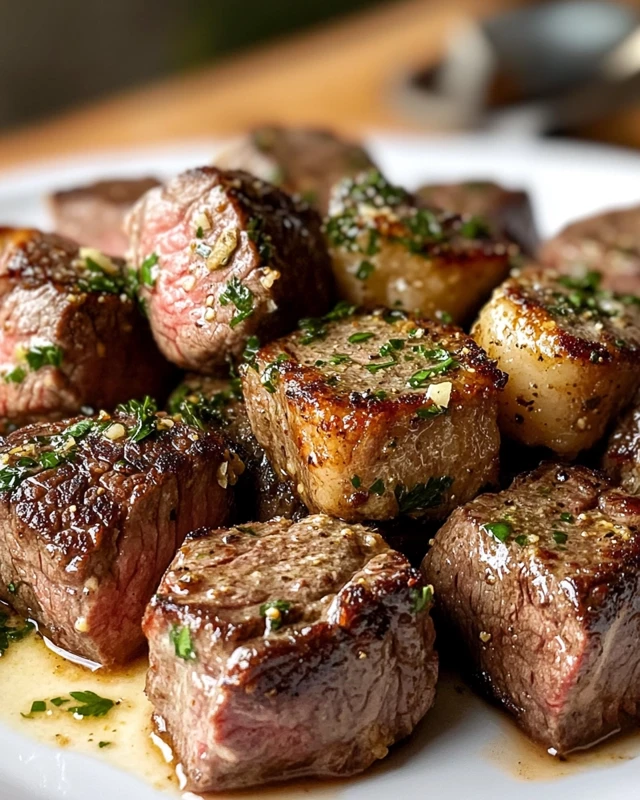 Butter Steak Bites with a Rich Parmesan Cream Sauce