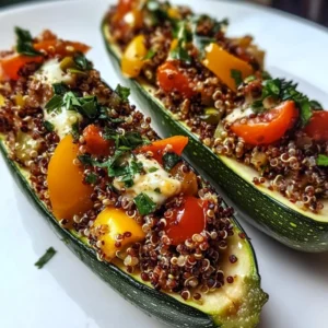 Quinoa and Vegetable Stuffed Zucchini Boats