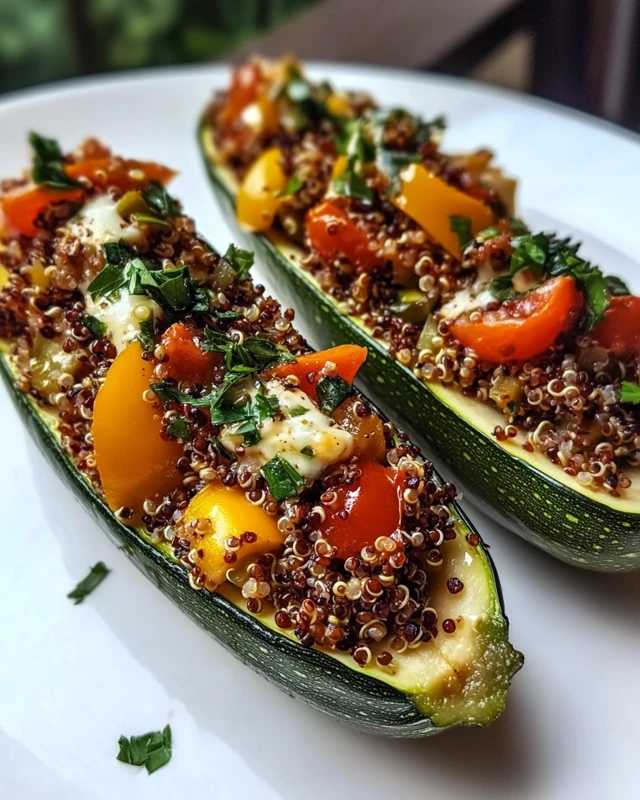 Quinoa and Vegetable Stuffed Zucchini Boats