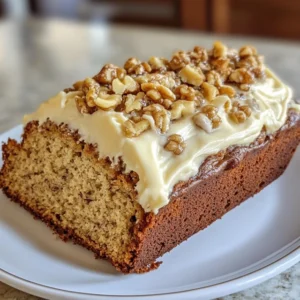 Moist Banana Bread with Walnuts and Cream Cheese Frosting