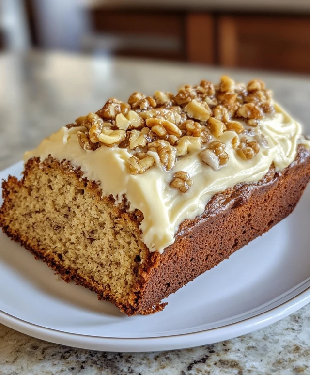 Moist Banana Bread with Walnuts and Cream Cheese Frosting