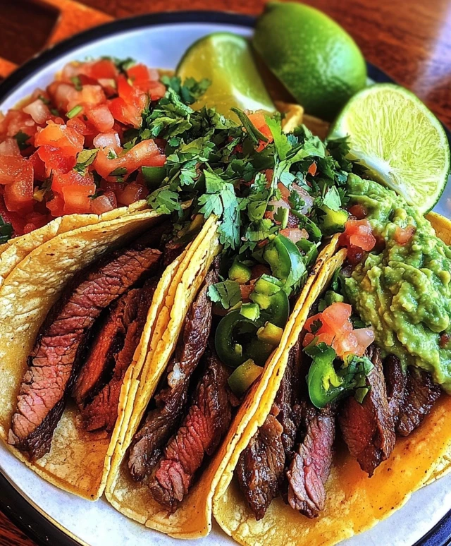 Carne Asada Tacos with Fresh Salsa and Guacamole