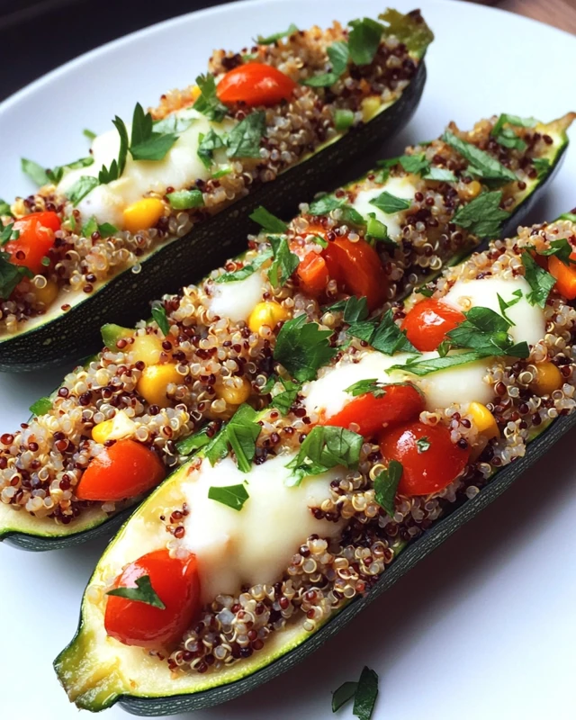 Quinoa and Vegetable Stuffed Zucchini Boats