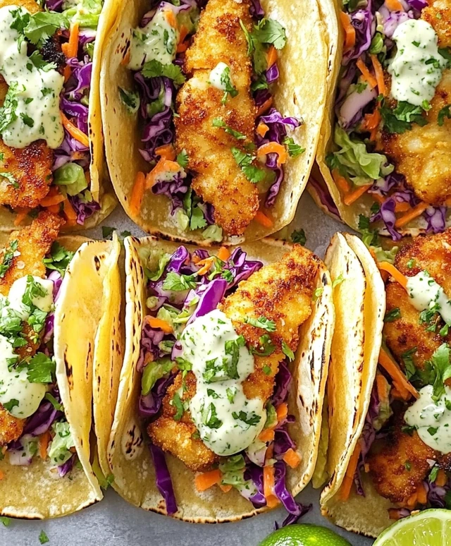 Crispy Baja Fish Tacos with Lime Crema and Cabbage Slaw