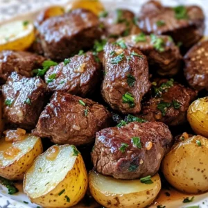 Garlic Butter Beef Bites & Potatoes