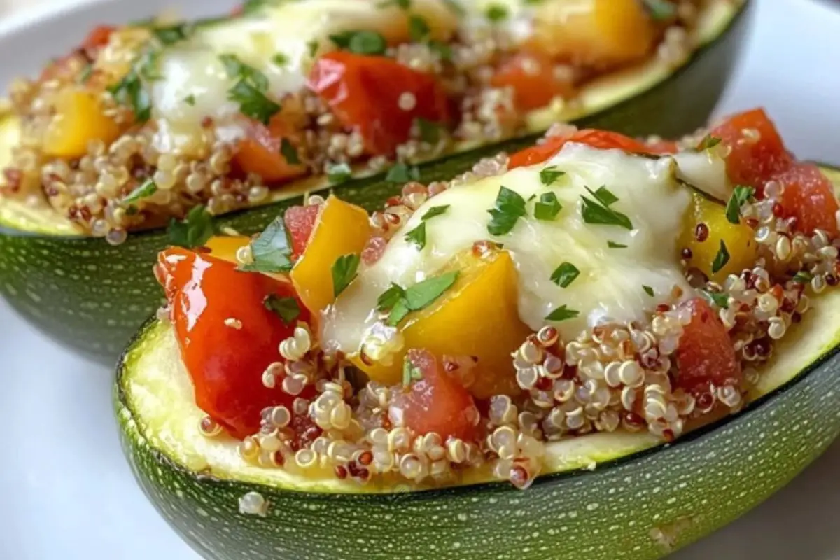 Quinoa and Vegetable Stuffed Zucchini Boats