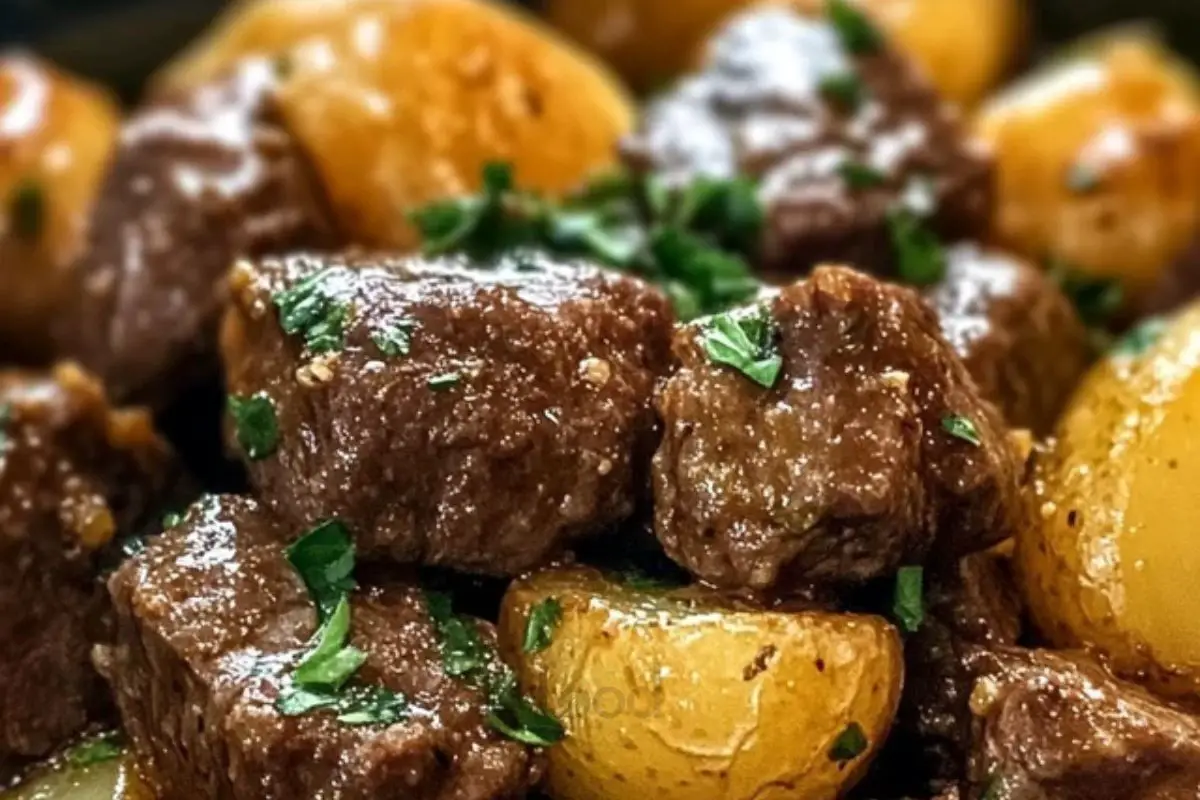 Garlic Butter Beef Bites & Potatoes