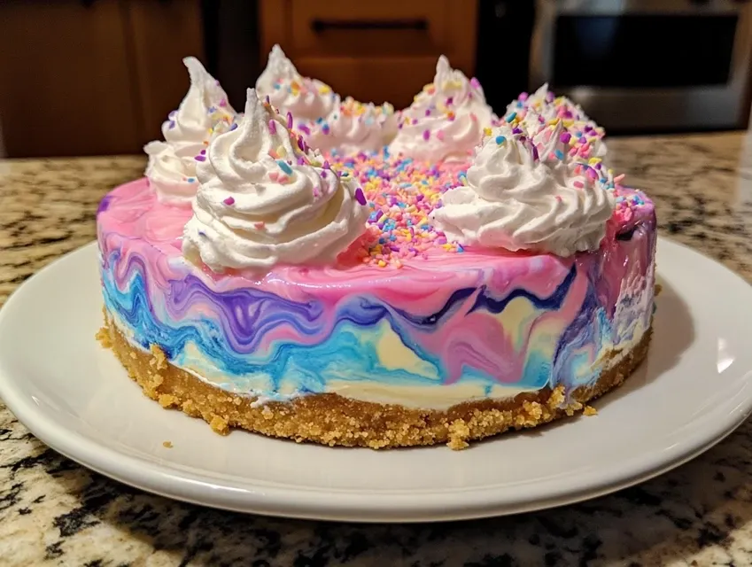 No-Bake Unicorn Cheesecake