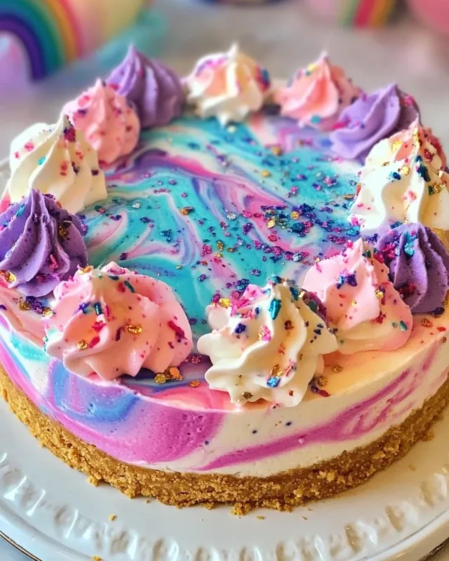 No-Bake Unicorn Cheesecake