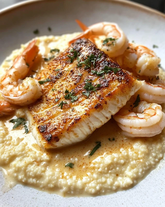 Shrimp & Grits with a Cajun Cream Sauce